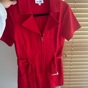 Day + Moon Red Belted Jumpsuit